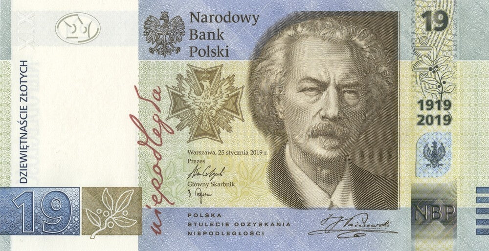 19 zł banknot 100-lecie PWPW Polskiej Wytwórni Papierów Wartościowych